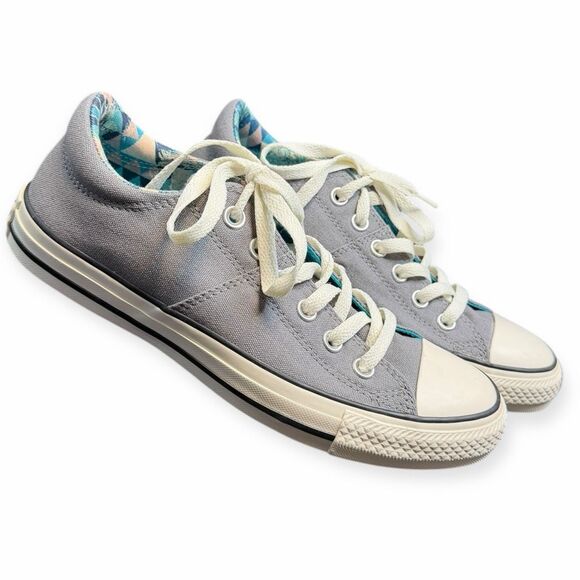 CONVERSE Women’s Gray & Aqua Low-Top All Star Sneakers Size 8 - Picture 2 of 8